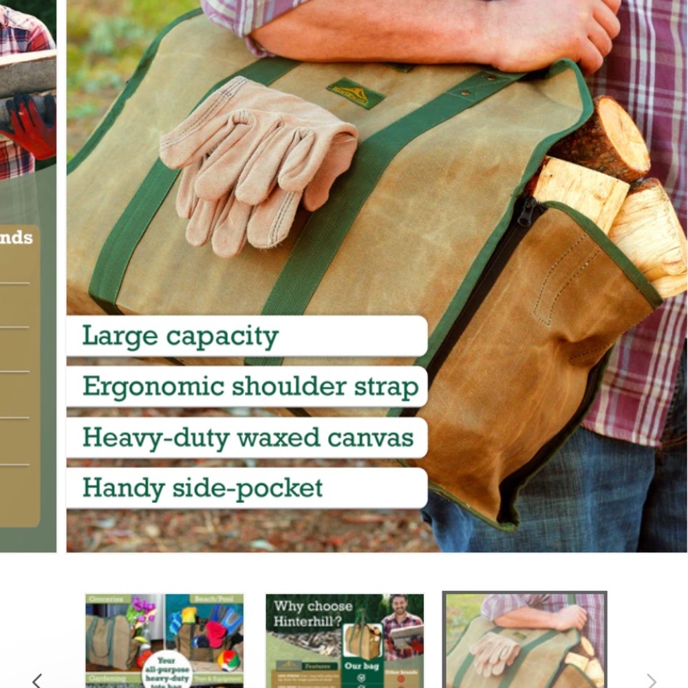 HINTERHILL 2 In 1 Firewood/All Purpose Waxed Canvas Bag NWT - Picture 4 of 14
